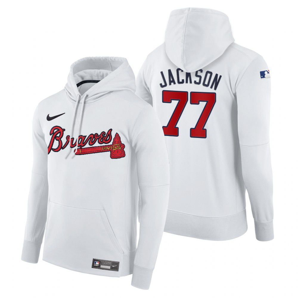 Men Atlanta Braves #77 Jackson white home hoodie 2021 MLB Nike Jerseys